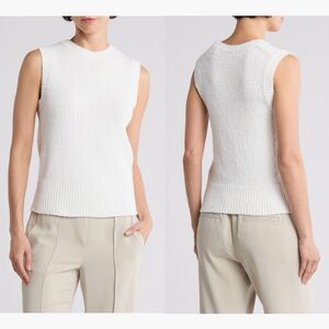 VINCE Boucle Shell Knit Sweater Sleeveless White Women Size XL NWT Cotton $295